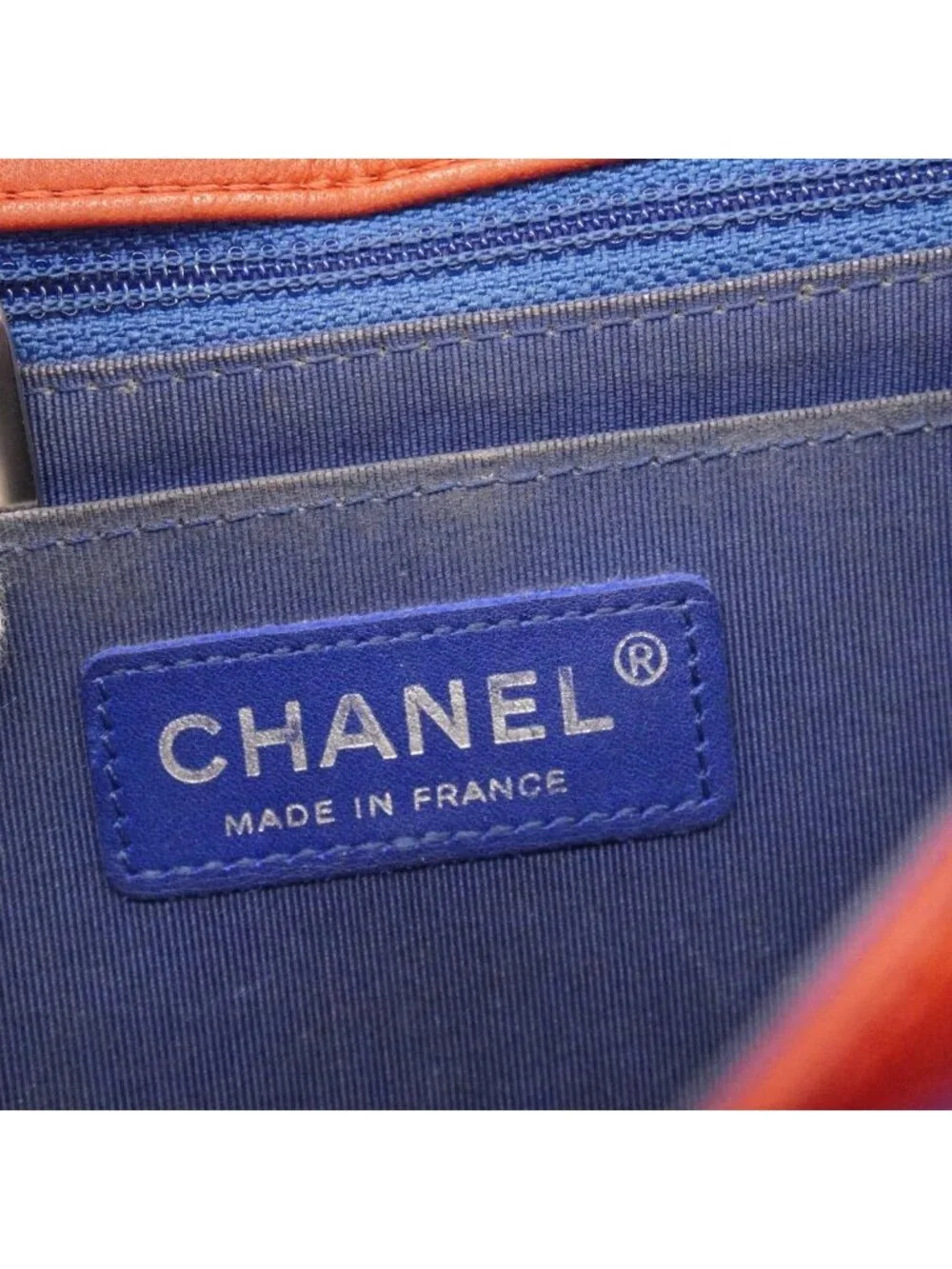Chanel Shoulder Bag Stitch Canvas Navy Red Silver